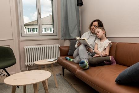 Wohnzimmer Ferienwohnung Chasa Fent Sent